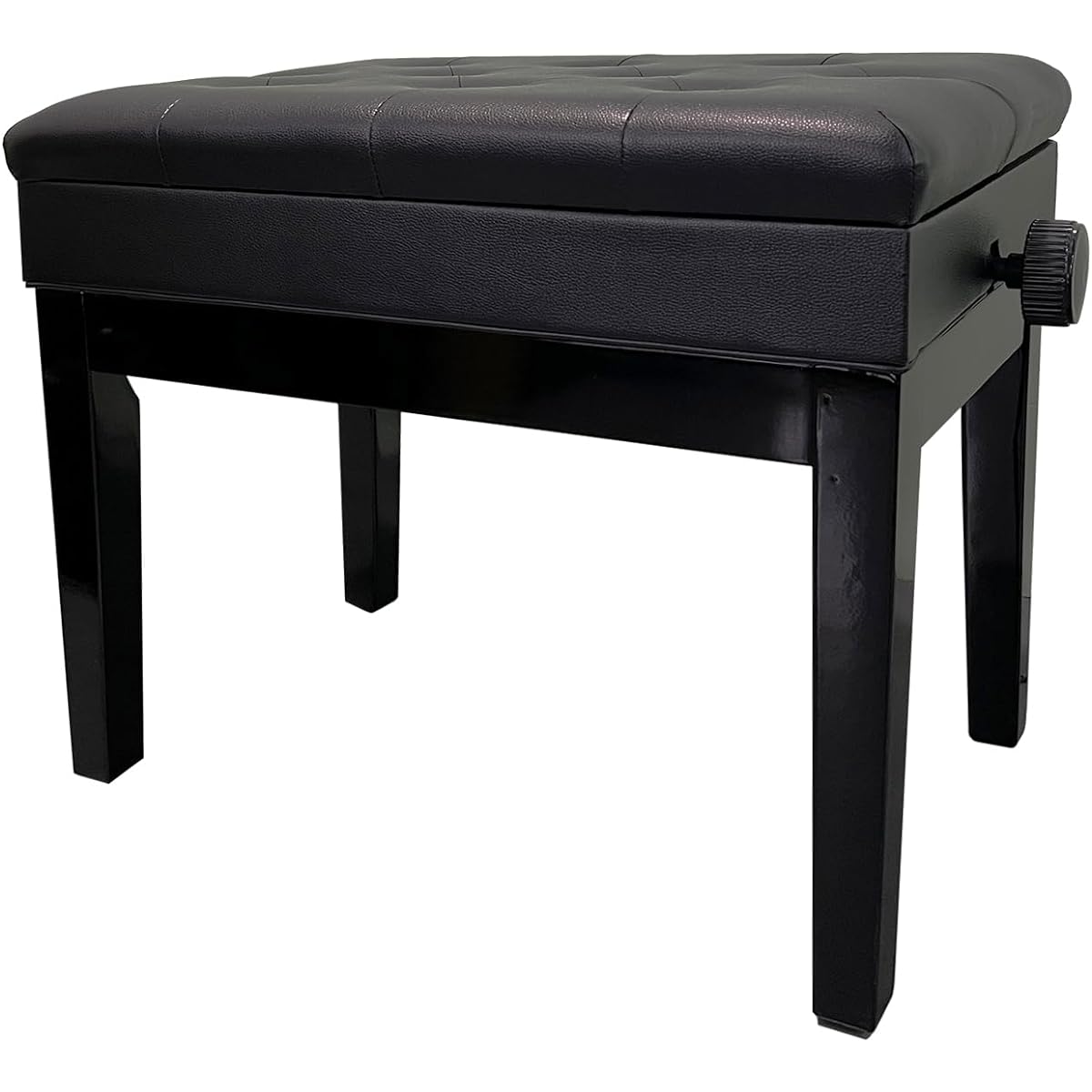 MICHYUGM Adjustable Piano Bench with Padded Cushion and Storage Compartment - Comfortable Seat, Adjustable Height, Hidden Storage, Durable Construction, Black, Weight Capacity: 300 lbs