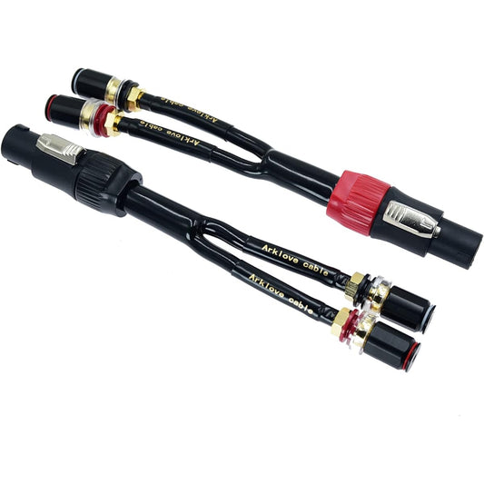 2 Pack 12awg Plug Male Speakon to Banana Female 4mm Speaker Adapter Conversion Cable Cord Audio Port with Connector para bocina de dj Stage Power Amplifier amp