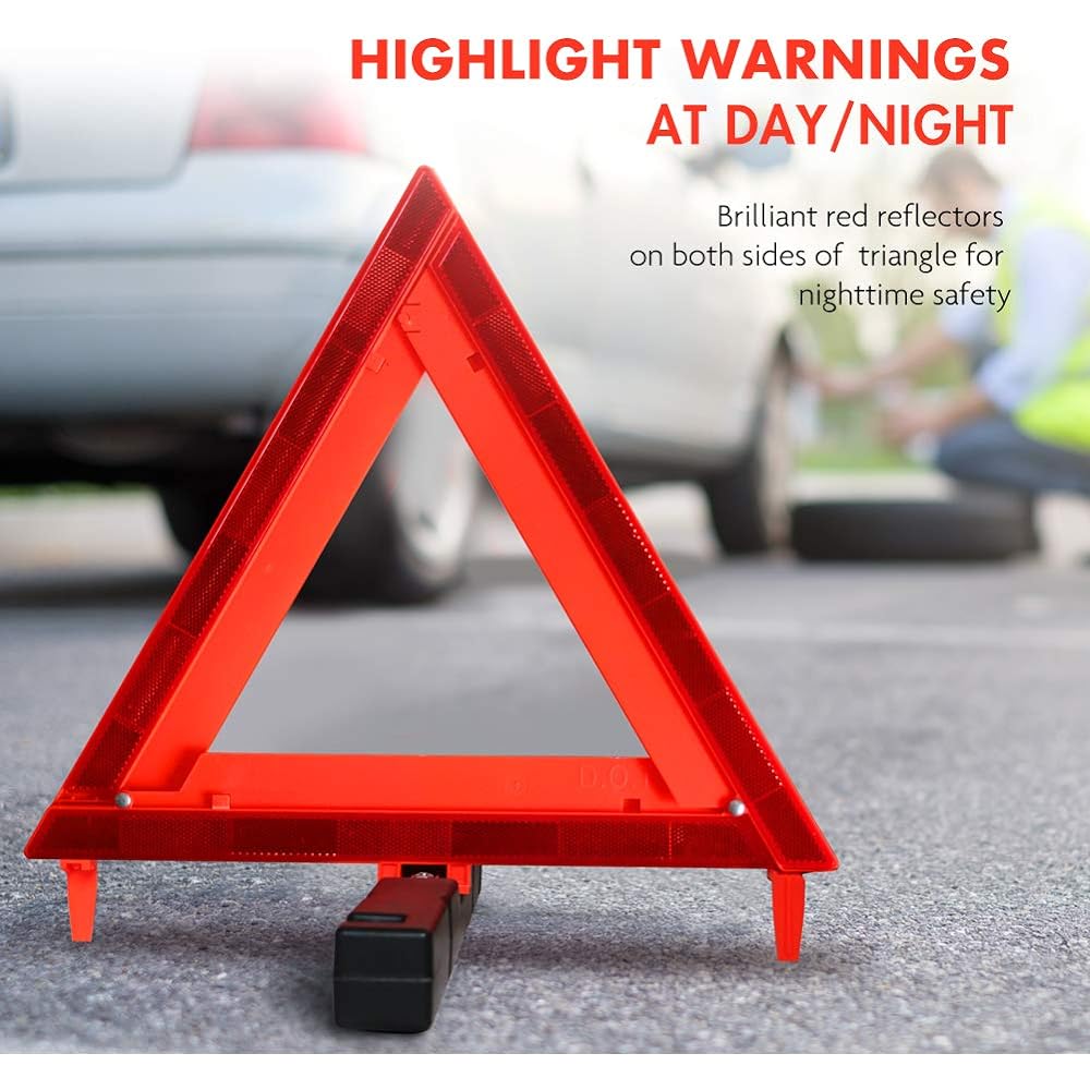 MYSBIKER Warning Triangle Emergency Warning Triangle Reflector Safety Triangle Kit (DOT)