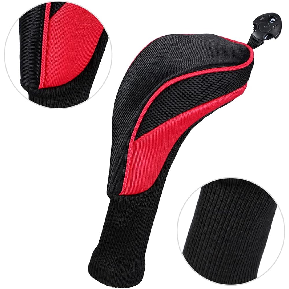 Long Neck Golf Hybrid Club Head Cover with Replaceable Number Tag, Set of 3, 3, 4, 5, 7, X