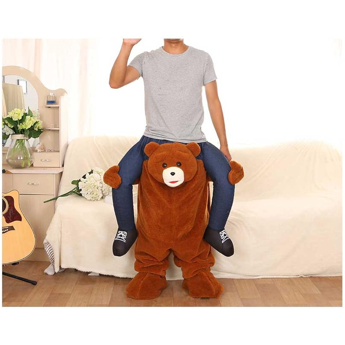 [Yokai-an] Kigurumi for adults and children, stuffed animal, false feet, half-body tights, pants, bear, cosplay clothing, event supplies, unisex (170-180cm, brown)