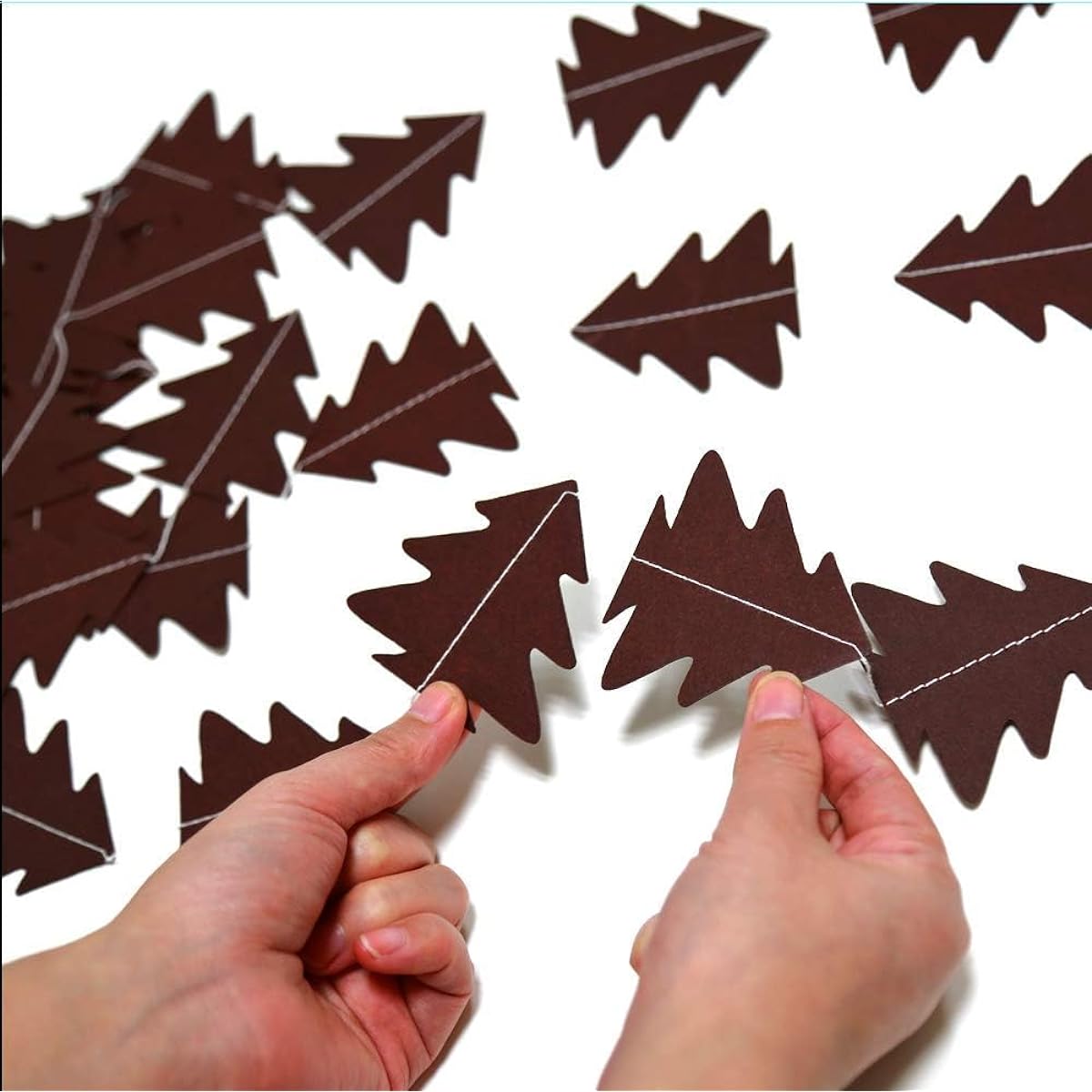 Glitter Paper Christmas Tree Garland Kit for Home Party Decoration Brown