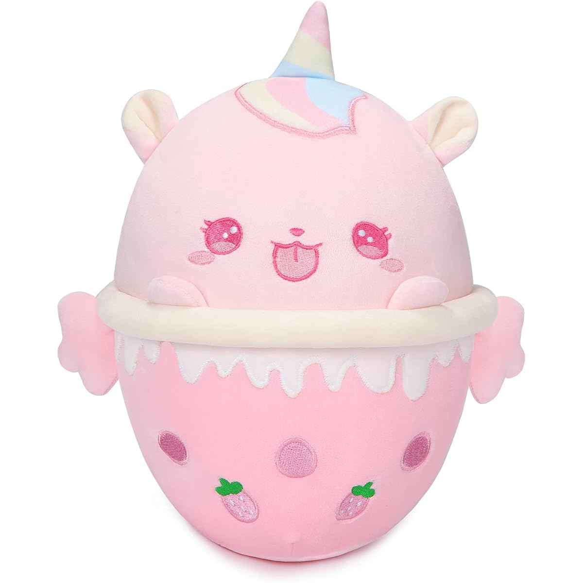 AIXINI Unicorn Boba Plush Toy, 10" Bubble Tea Stuffed Animals, Cute Soft Boba Milk Tea Food Plush Toy for Kids