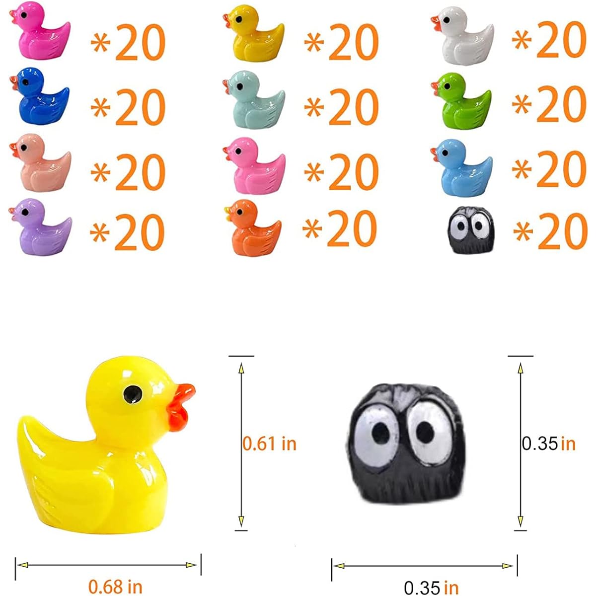 240 Pieces Mini Resin Duck Dollhouse Ornaments Miniature Figures Micro Garden Landscape Ornaments Potted Plants Cake Decoration DIY