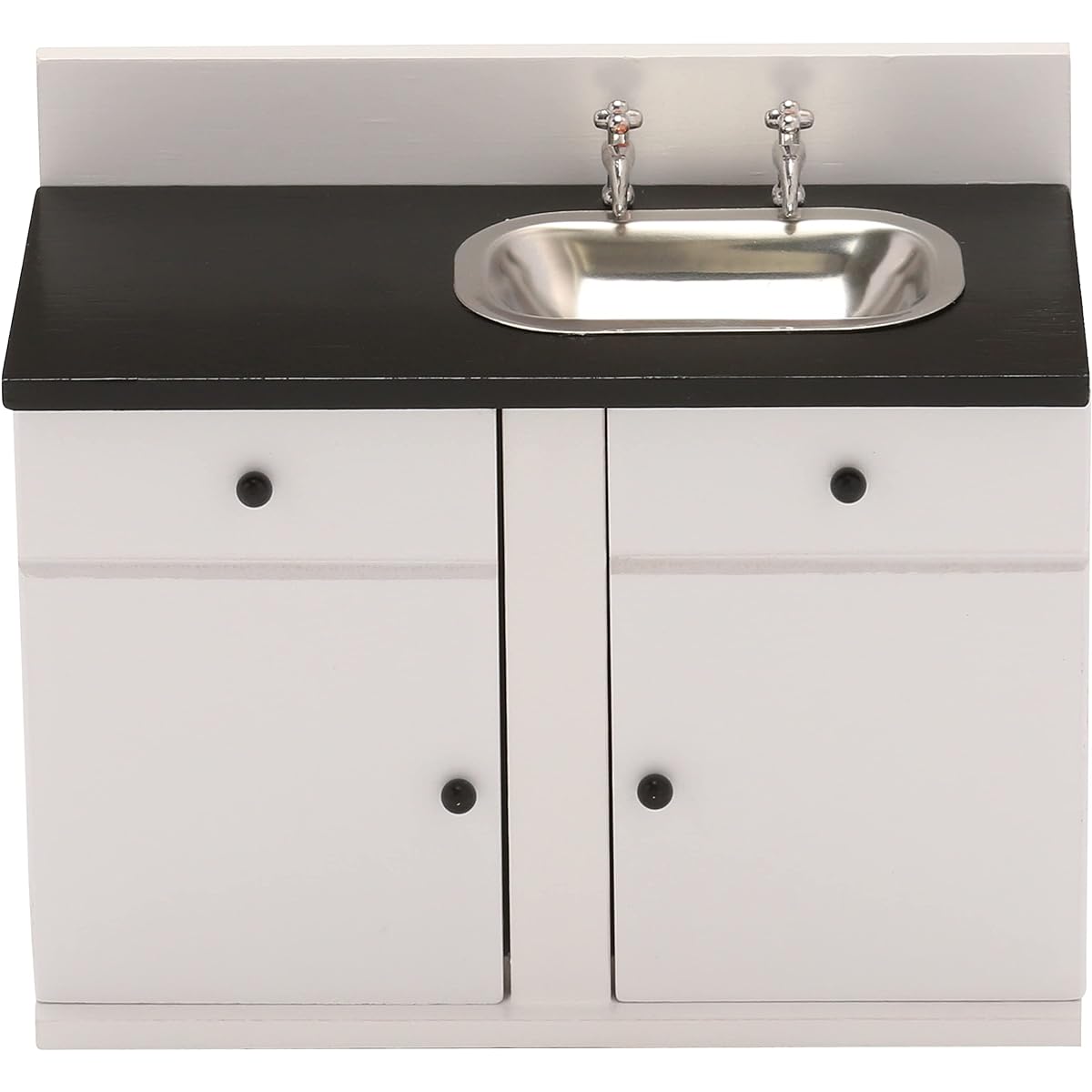 Dollhouse Kitchen Sink, Miniature Dollhouse Cabinet, Countertop, White 1/12 Scale