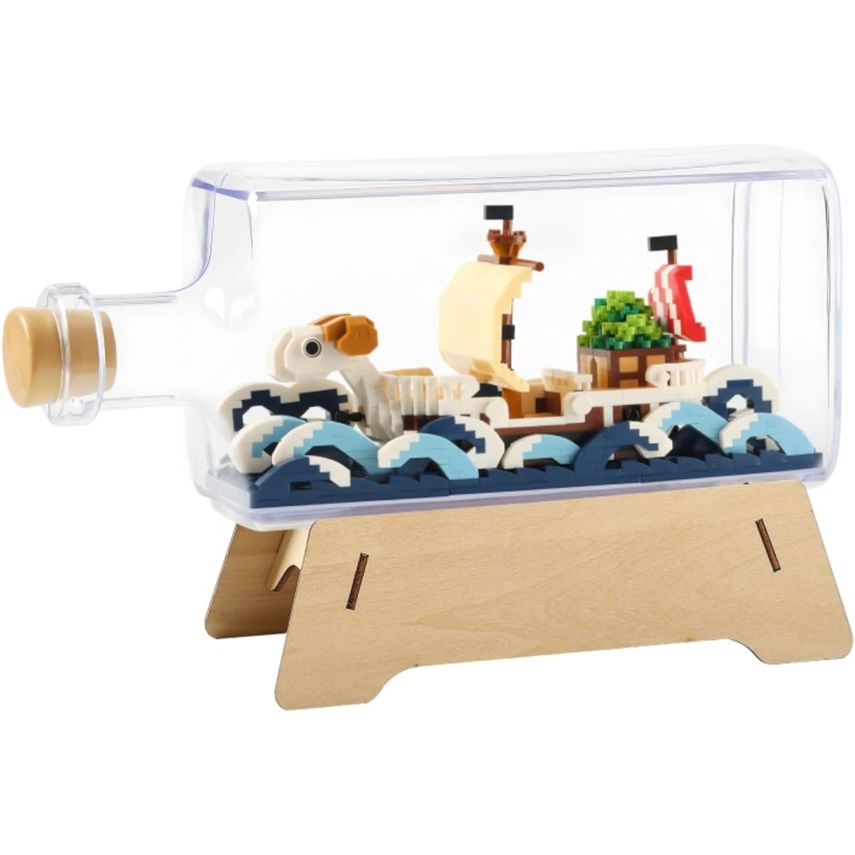 HI-REEKE Going Merry Ship in a Bottle Micro Building Blocks Set Anime Pieces Pirate Mini Bricks Boat Model Battleship Toys Kit for Adults Kids Teens - 1778 Pieces