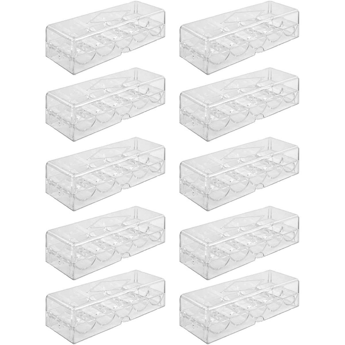 Brybelly Clear Acrylic Poker Chip Trays | For Standard Size Chips & Clay Chips | Each Tray Holds 100 Chips | 10 Trays - With Lids