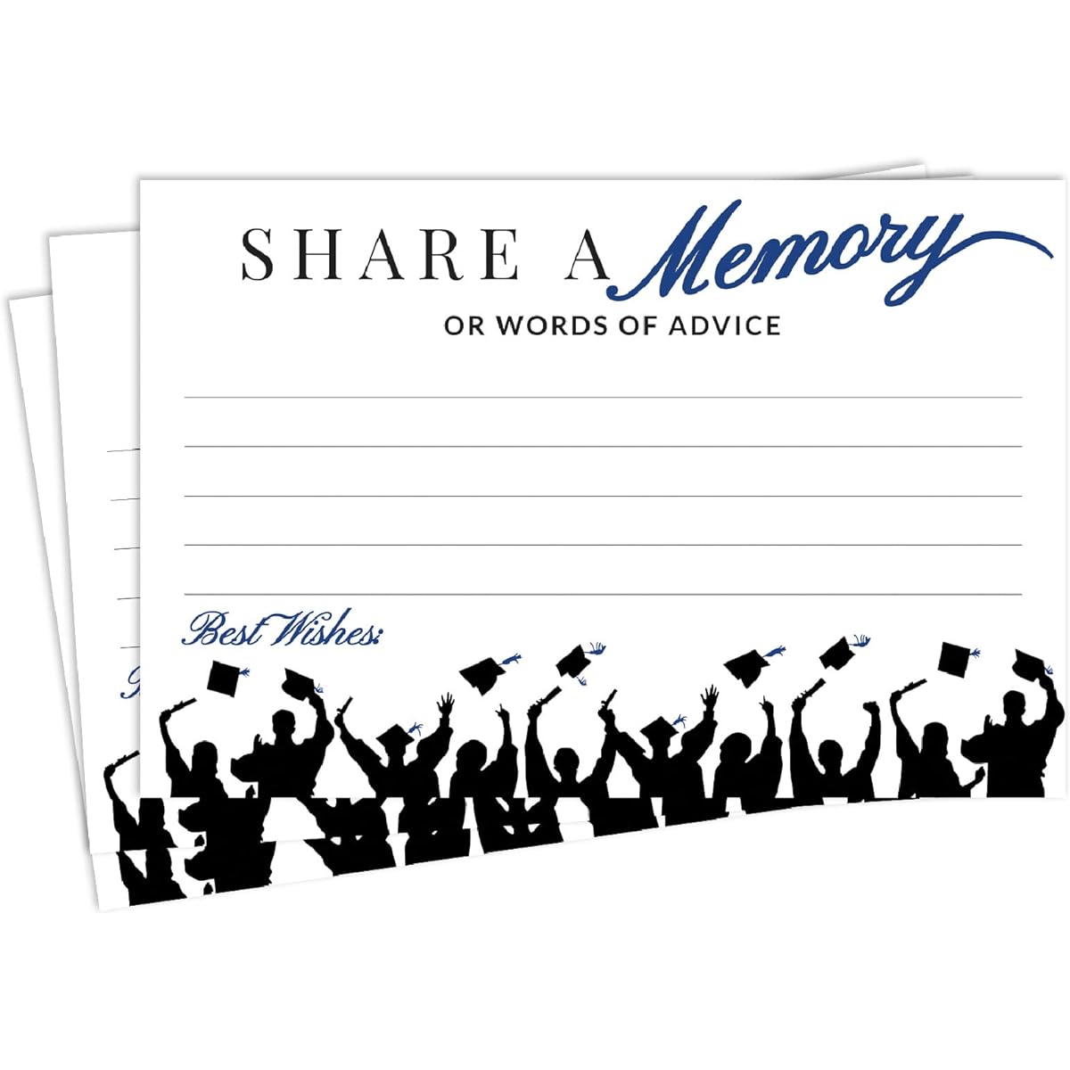 50 Blue Graduation Share Your Graduation Memories and Advice Cards - Party Games Ideas Activity Supplies Decorations Graduation Gifts for College High School Students Blue & Black Made in the USA
