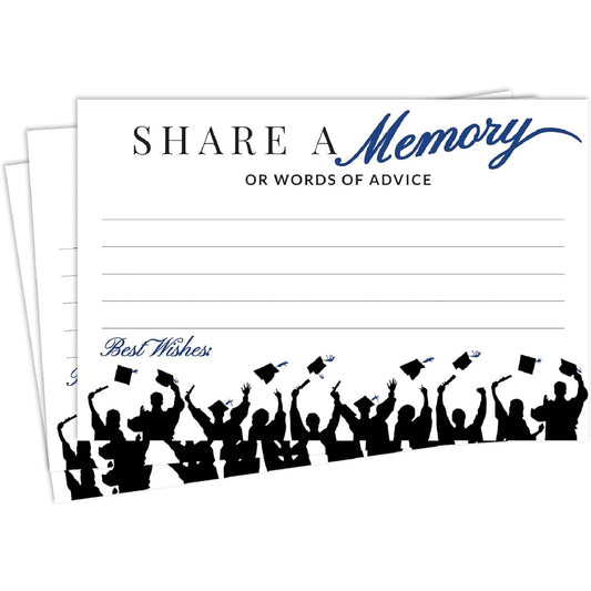 50 Blue Graduation Share Your Graduation Memories and Advice Cards - Party Games Ideas Activity Supplies Decorations Graduation Gifts for College High School Students Blue & Black Made in the USA