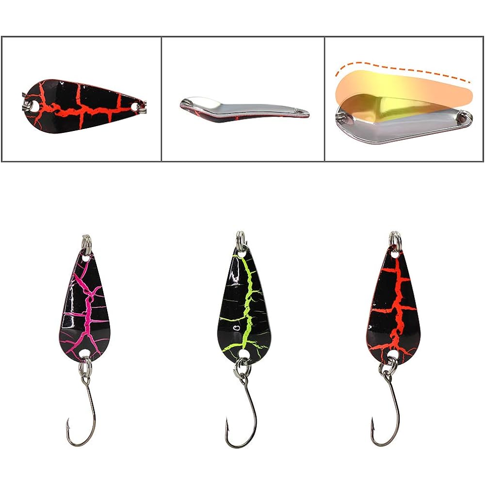 Spoon Lure Sequin Fishing Lure Set of 12 Fishing Lure Kit Pipe Fishing Mountain Stream Fishing Trout Rainbow Trout Ito Brown Char Yamame