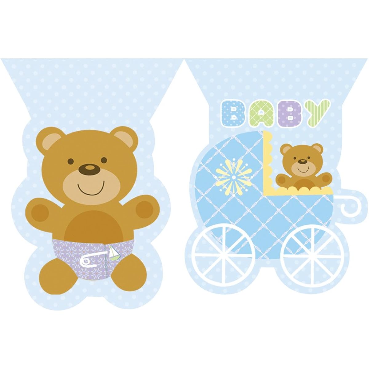 Creative Converting Baby Shower Teddy Baby Blue Flag Banner