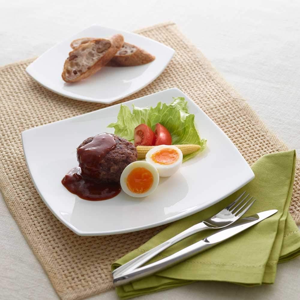 NARUMI Dinnerware Set Styles White Simple Square Set for 2, 6 Pieces, Microwave Warming, Dishwasher Safe, Gift Box Included 50481-23210