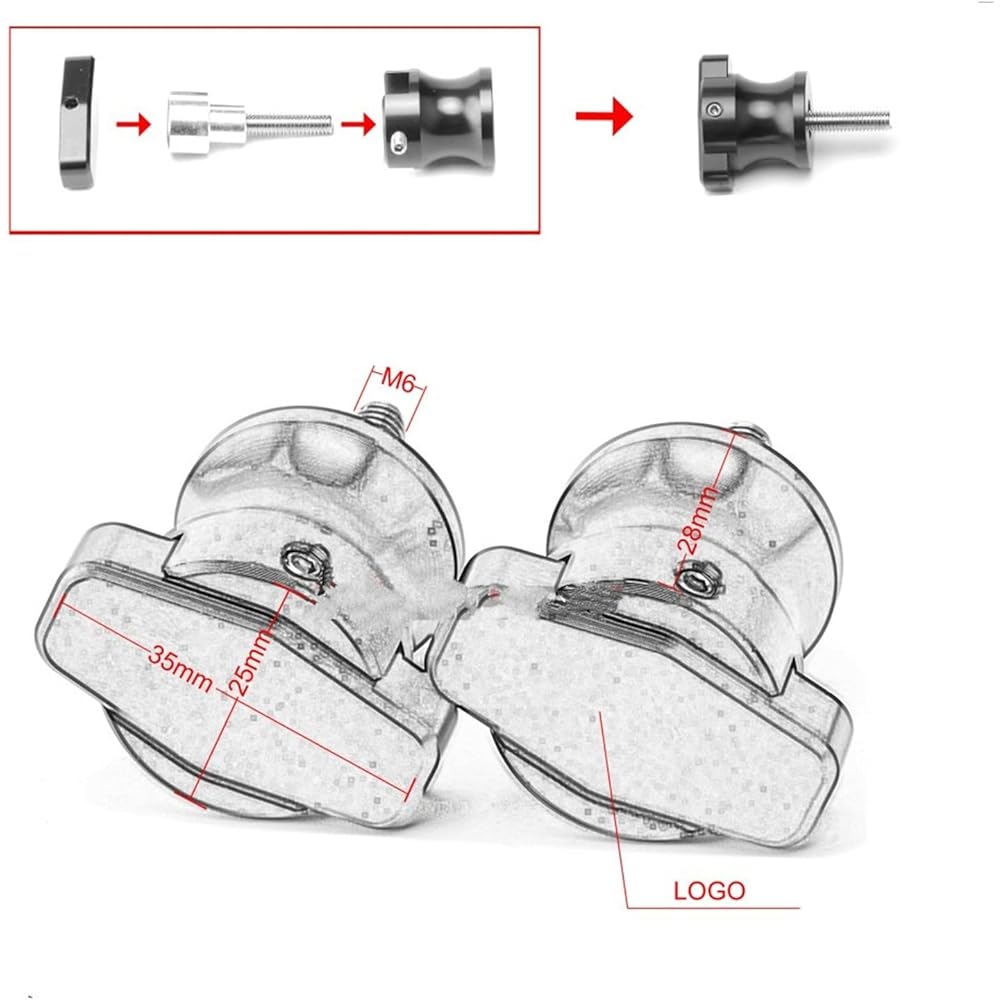 Motorcycle Swing Arm Bobbin Spool Motorcycle Swing Arm Spool Stand Screw Slider 6M For Be-ne-lli Leoncino 500 Leoncino 500 (Color: Gray)