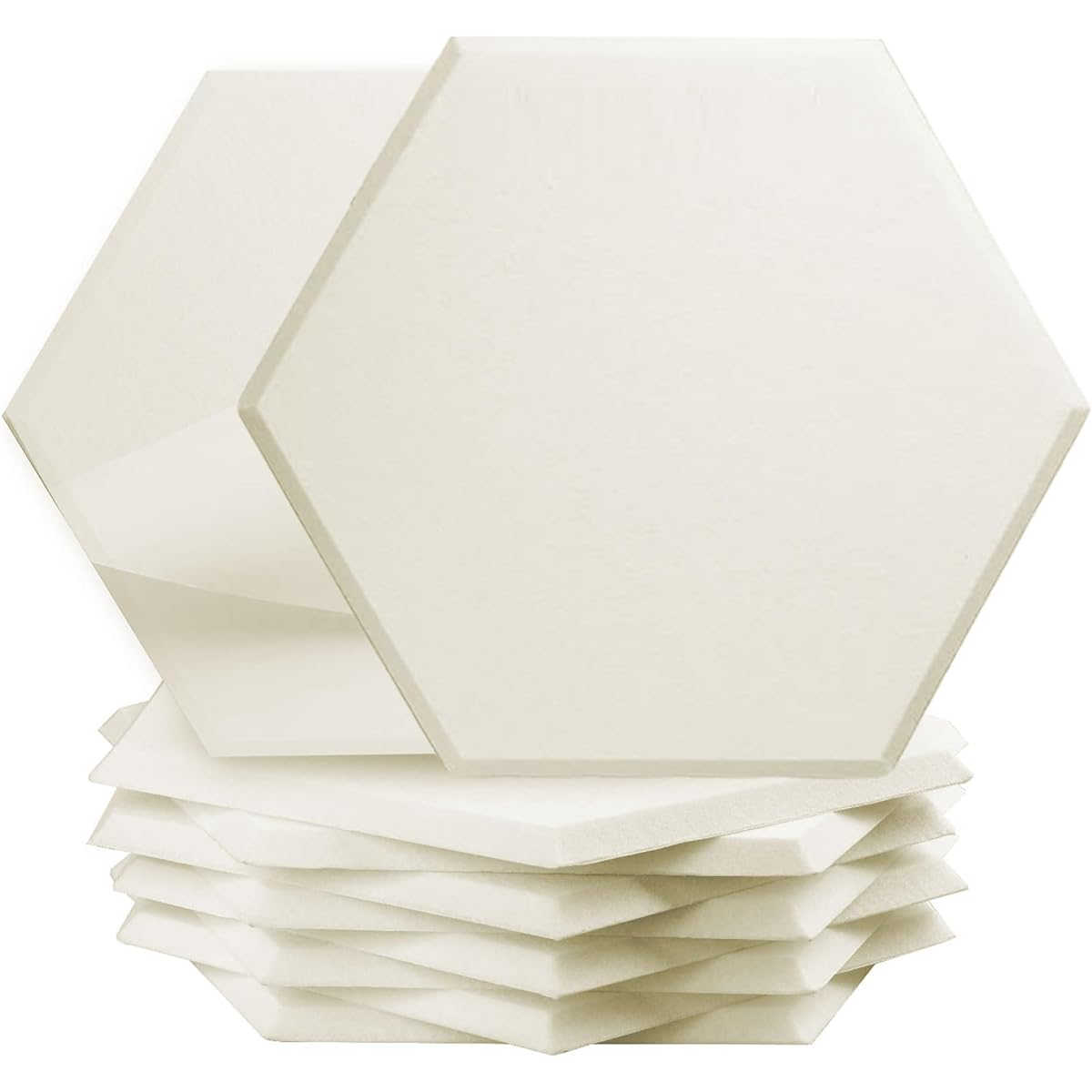 Mollywell High Density Hexagonal Acoustic Panels Soundproofing Foam Wall Panels Milky 8 Pack Milky White