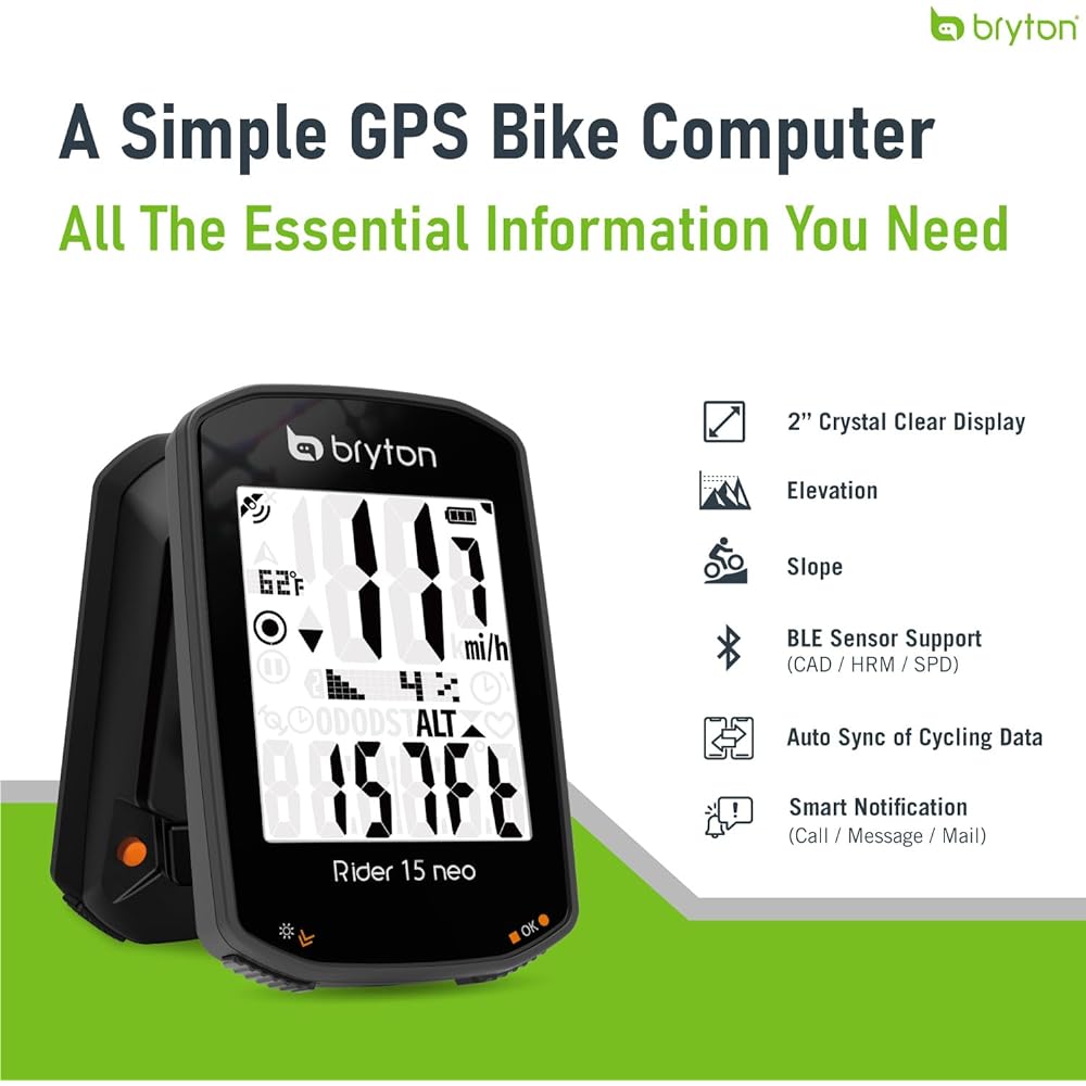 Bryton Rider 15Neo E Cycle Computer/Bicycle Navigation/Equipped with Touch Screen/Equipped with GPS/Speedometer/Up to 16 hours on a single charge…