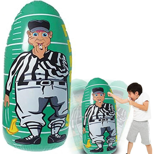 ArtCreativity Inflatable Punch Bag Referee 1 Piece Double Sided Weighted Referee Inflatable with Weighted Bottom Football Party Decor Inflatable Punch Bag for Kids 4 Feet Tall