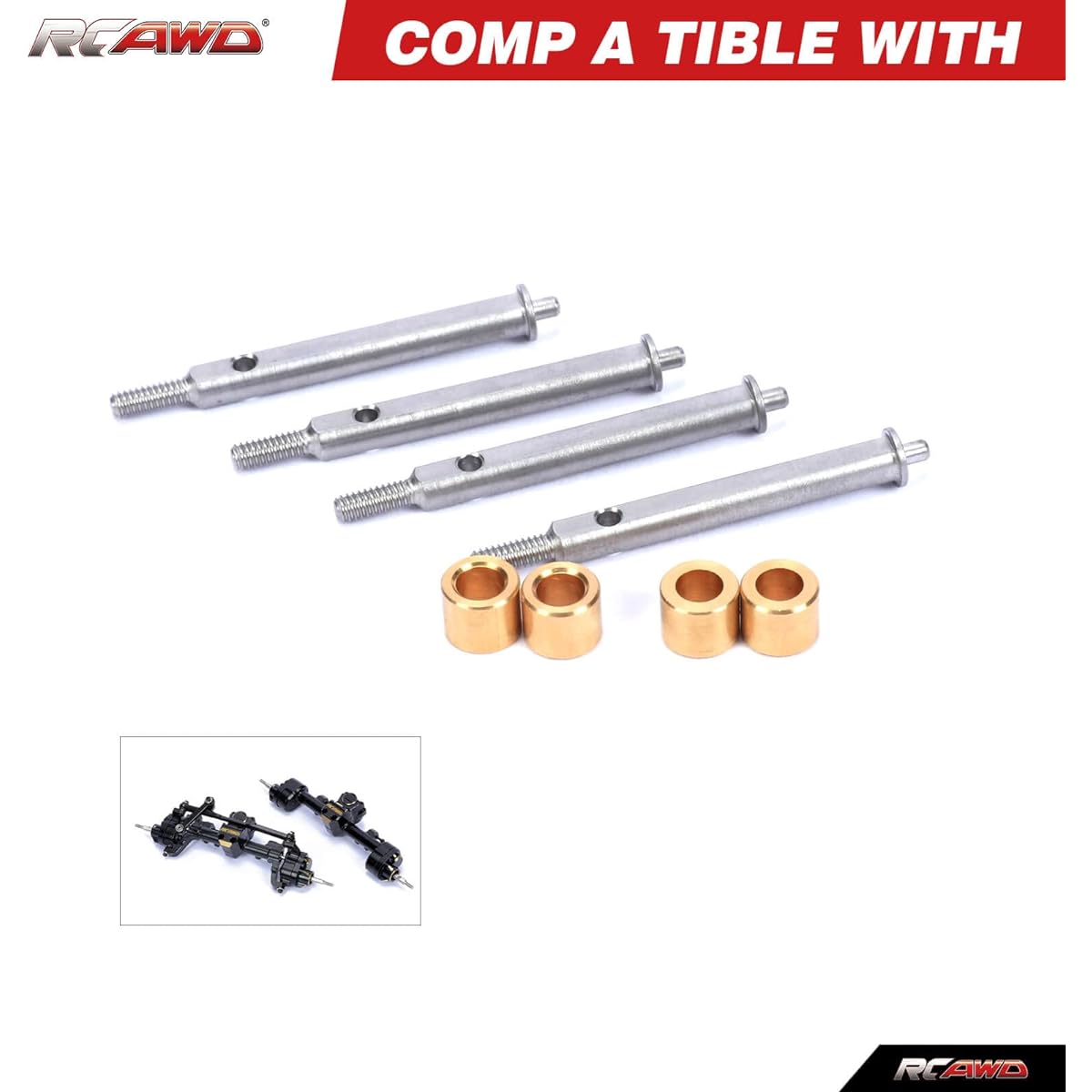 RCAWD SCX24 Wide Axle Extension +6mm for RCAWD Portal Axle
