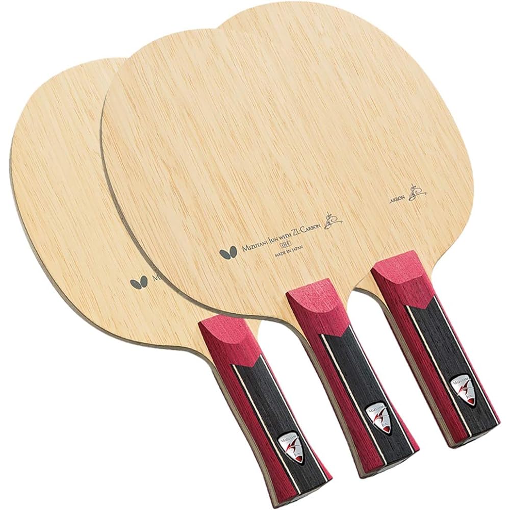 Butterfly Table Tennis Racket Jun Mizutani/ZLC FL Shakehand Flare Attack 36611 & Table Tennis Back Rubber Rosena 06020 Red Extra Thick [Set Purchase]