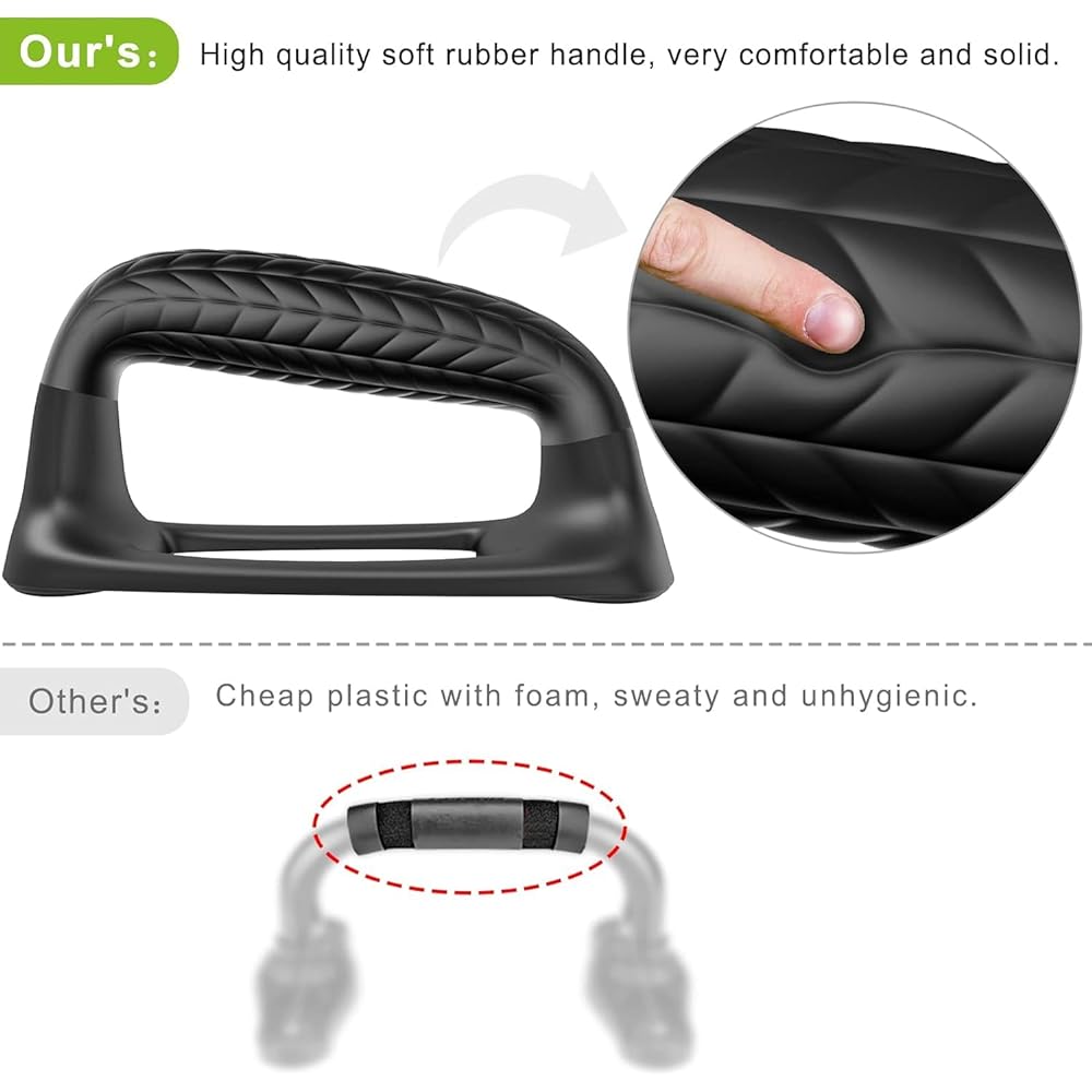 SELEWARE Push Up Bar Push Up Stand Handstand Bar Soft Rubber Handle Provides Comfortable Grip for Gymnastics Fitness Floor Strength Training Stability and Sturdy Structural Support 500 lbs Black