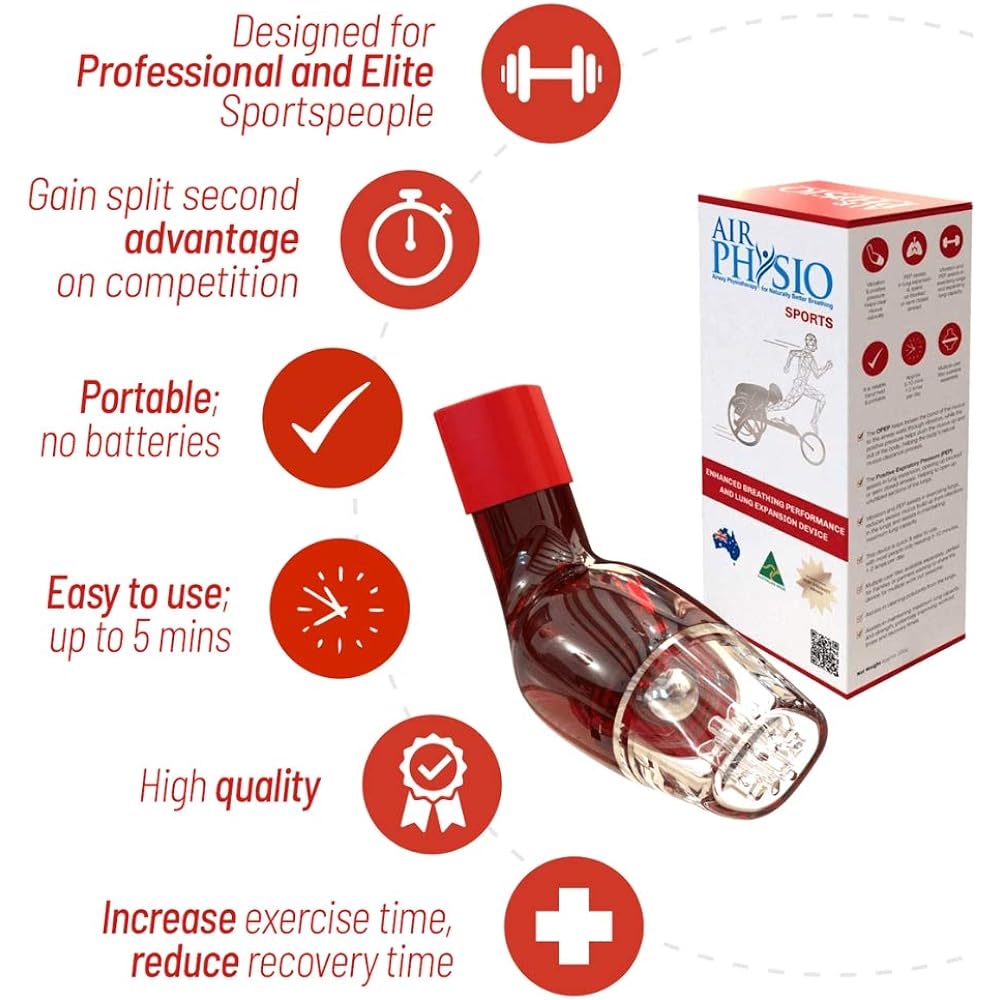 AirPhysio (Air Physio) Respiratory muscle (inspiratory muscle) training equipment for sports, vital capacity, exercise, equipment to naturally expand the lungs and make breathing easier, phlegm cutter
