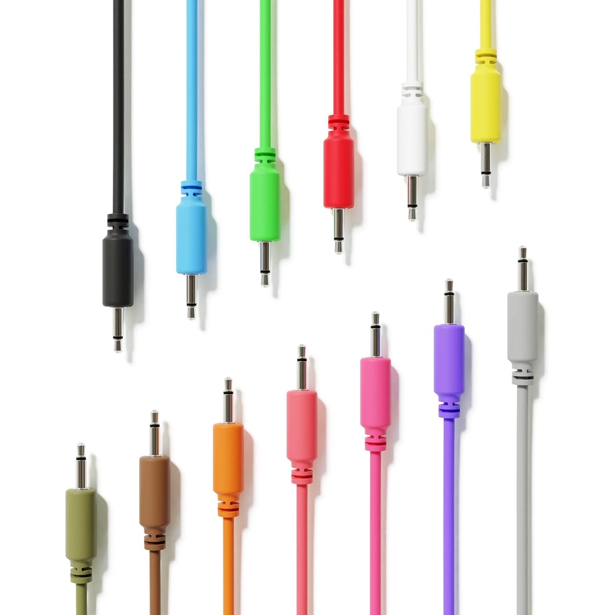 ExcelValley - Mono Modular Patch Cable TS 3.5mm 1/8" Eurorack Synthesizer [Pack of 12 | 30cm - 11.81"]