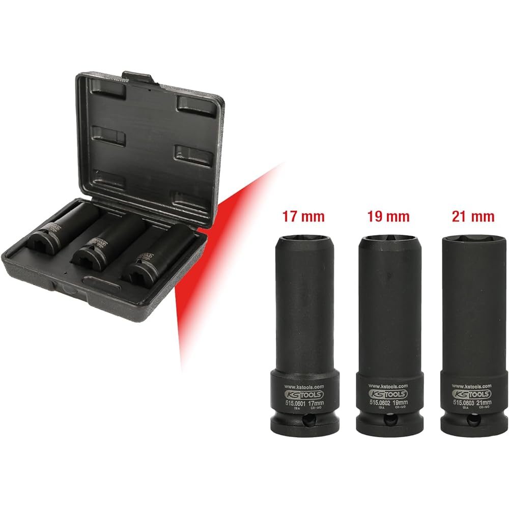 KS Tools 1/2" Special Impact Socket Set for Screw Tracking Plate 3 Pieces 515.0605