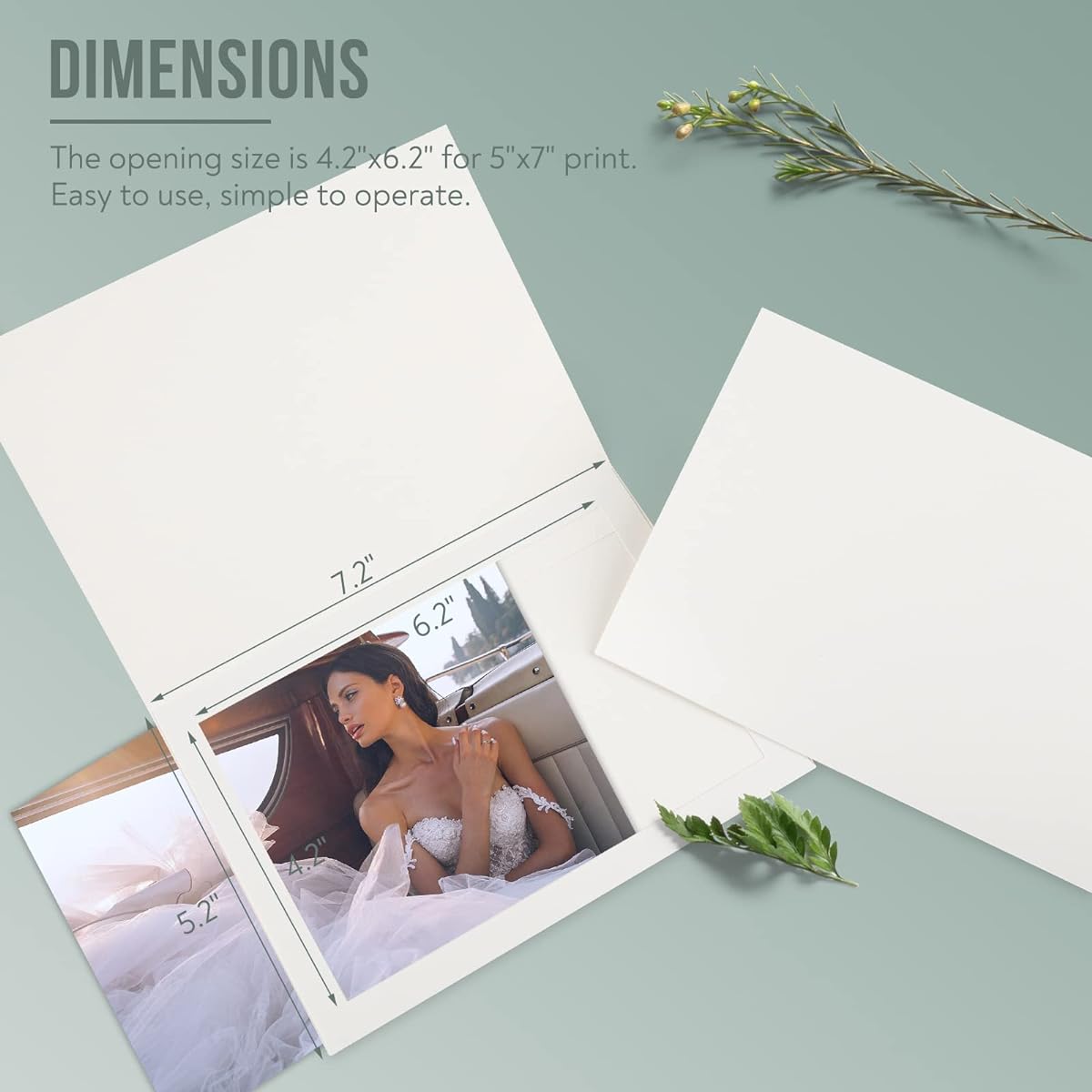 Golden State Art Set of 10 5x7 inch Photo Folders Cardboard Picture Frames Paper Photo Frame Cards Greetings/Invitations for Special Events: Graduation Christmas Wedding (White)