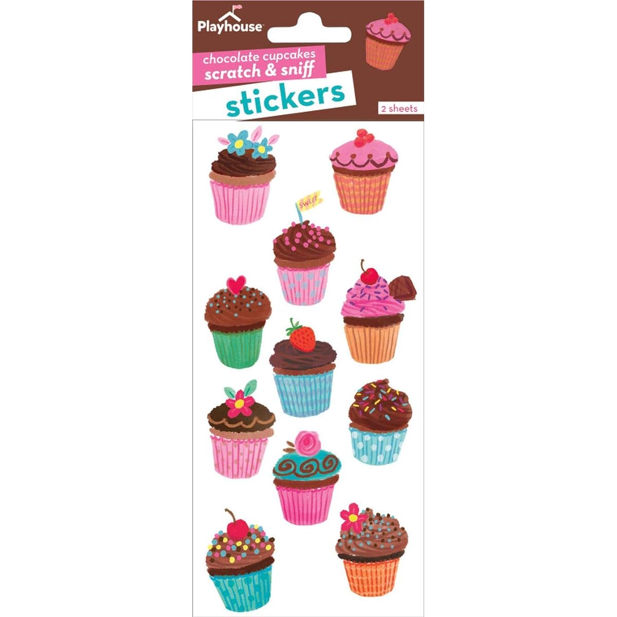 Playhouse Cupcake Party Chocolate Scented Scratch & Sniff Sticker Sheet