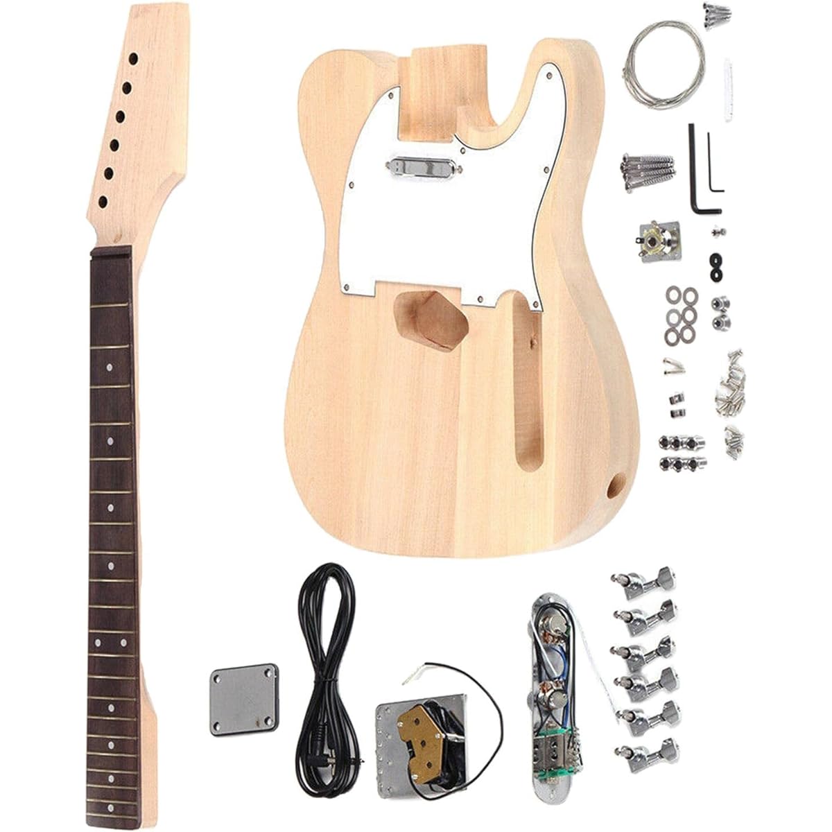 Hellery Electric Guitar Kit - DIY Guitar Parts - Wood