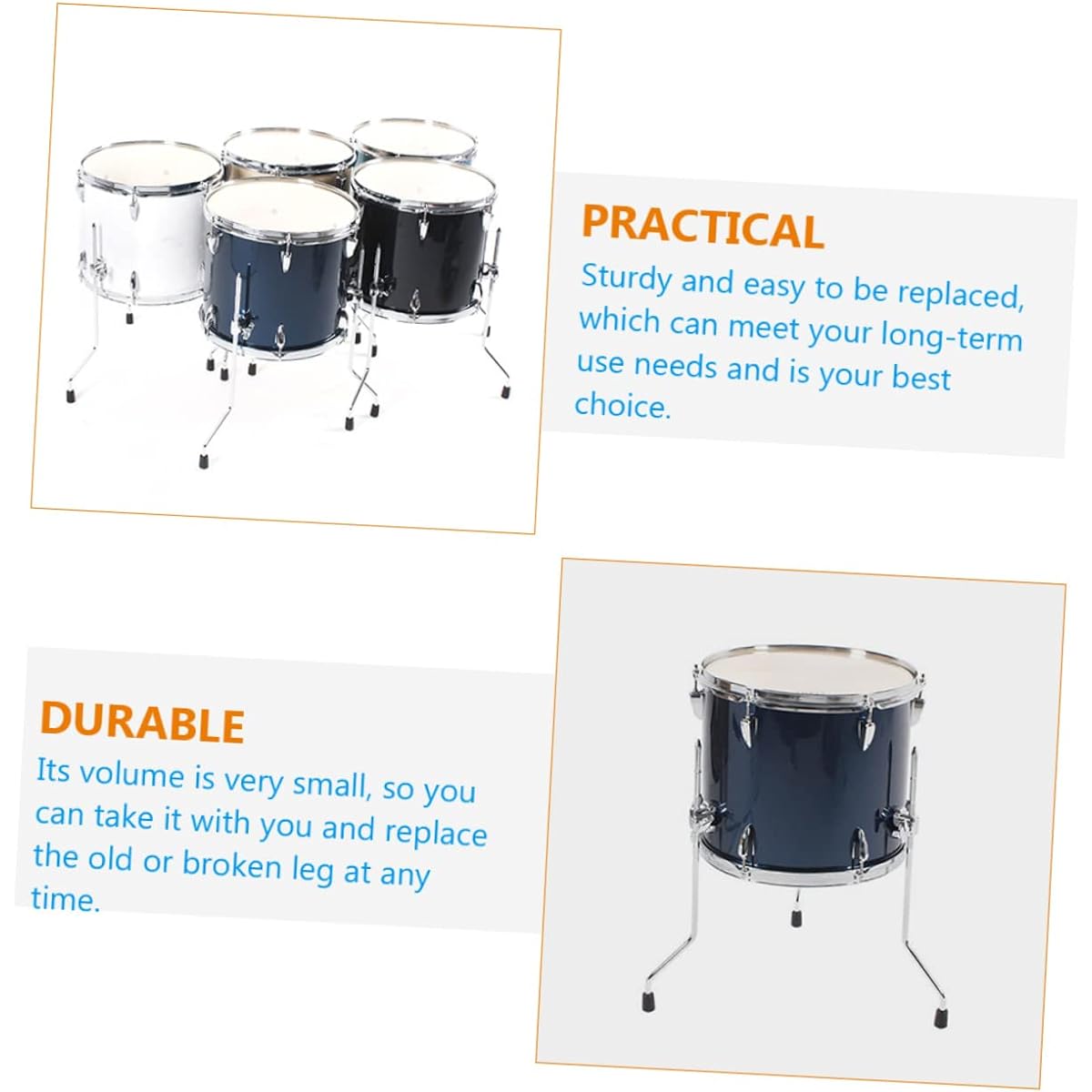 FAVOMOTO Silver Accessories Floor Roller Bass Drum Leg Drum Accessories Floor Tom Feet Anti Drum Feet Drum Stand Leg Metal Drum Set Leg Percussion Drum Kit Drum Parts