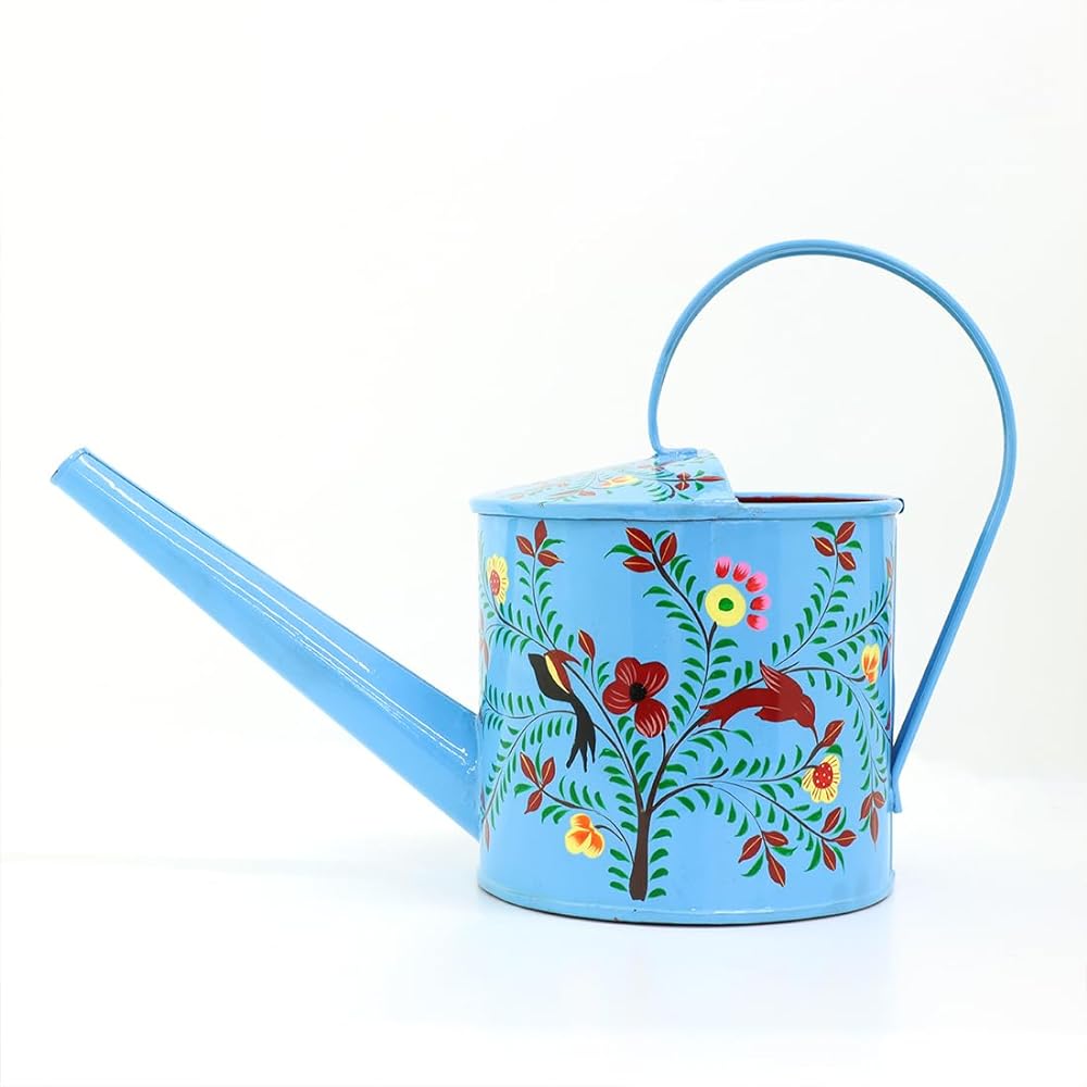 Kashmir Paint Iron Watering Can Turquoise