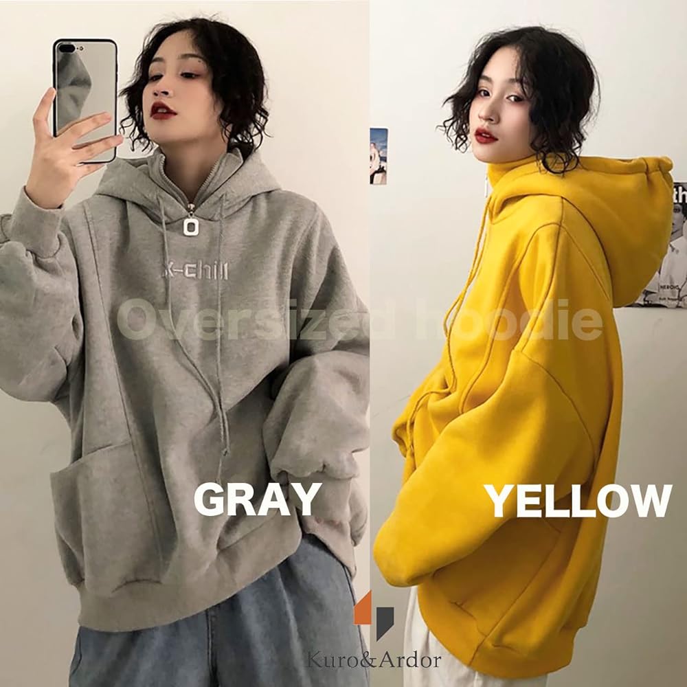 [Kuro & Ardor] Women's Hoodie Loose High Neck Hoodie Oversized Logo