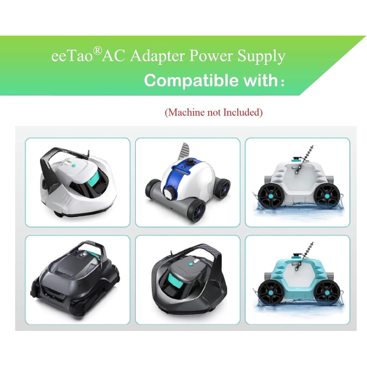 eeTao 12.6V 2 Prong AC/DC Adapter Charger Aiper Seagull 800 800B SE Cordless Robot Pool Cleaner Li-ion Battery 12.6VDC 1.8A DC12.6V 1800mA Power Cord Cable PSU