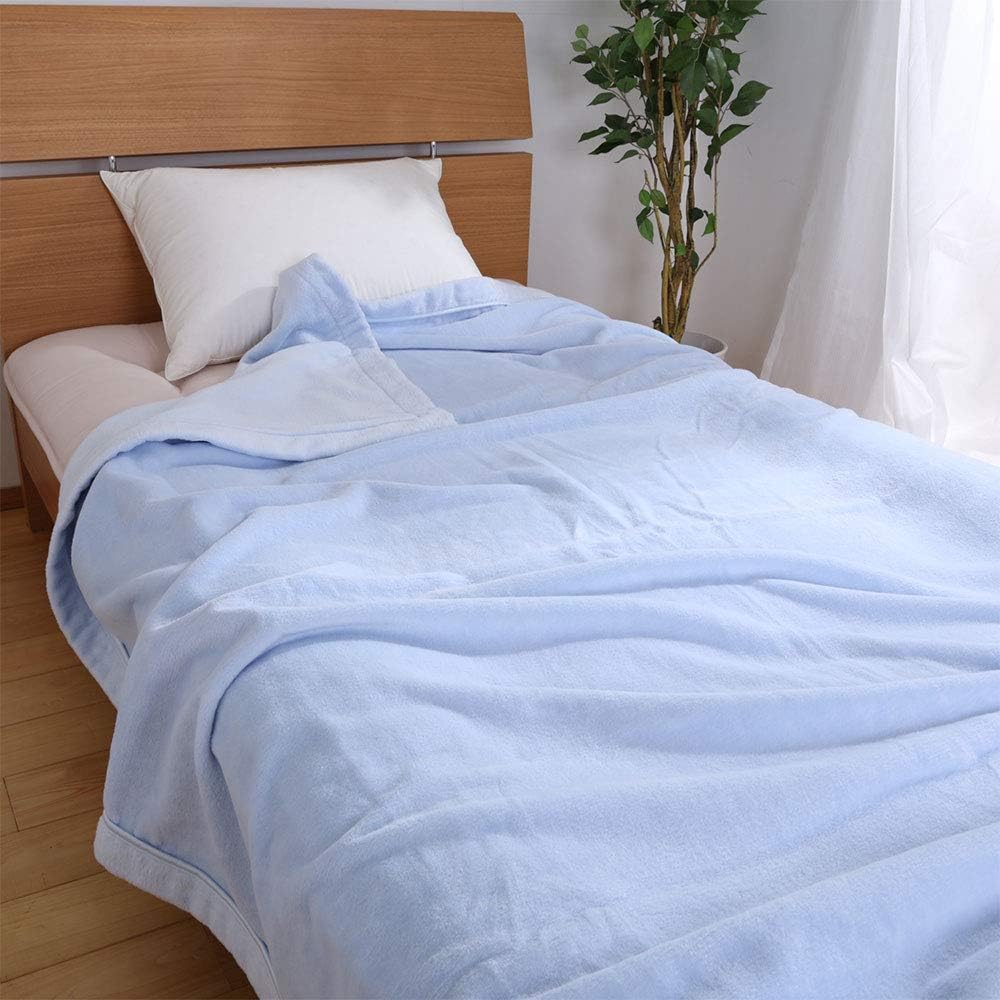 Showa Nishikawa Blanket Blue 180 x 200cm LANVIN Collection Seal Woven Cotton Blanket Riviere Do 2230110915309