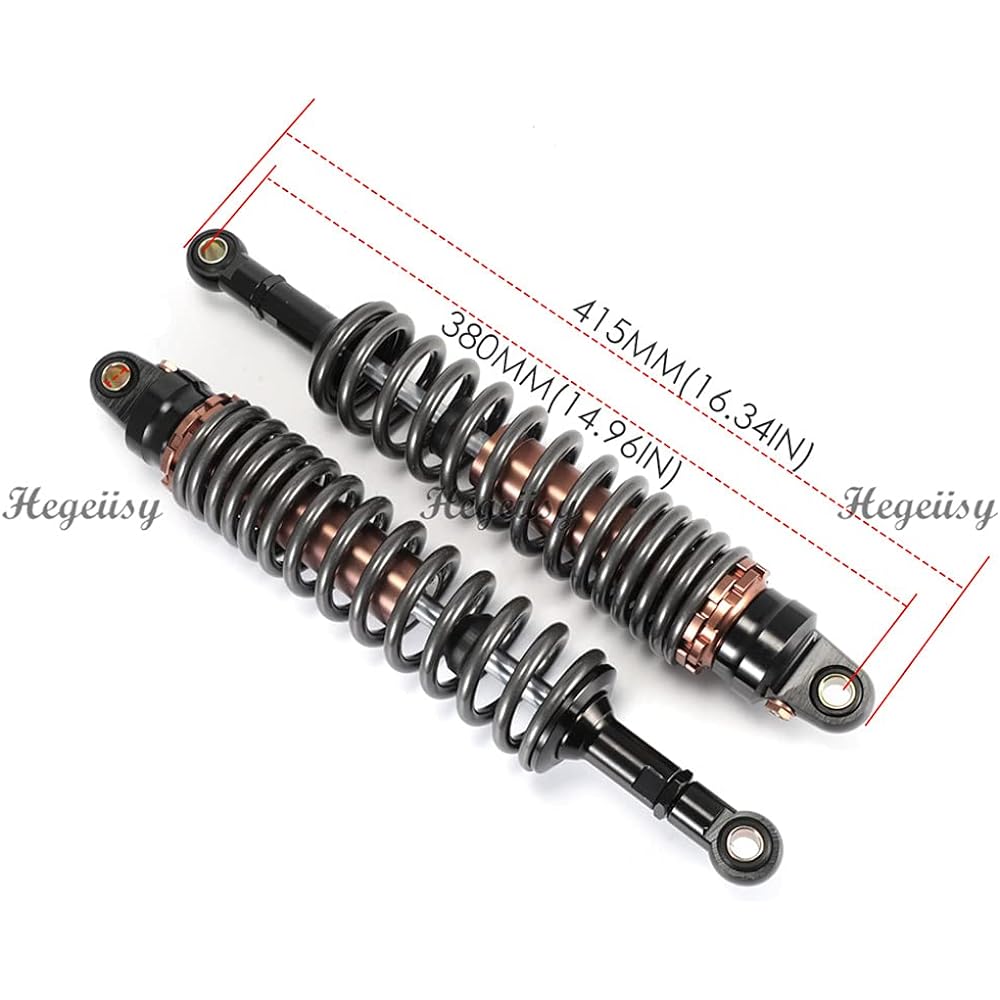 Hegeiisy Universal ATV Quad Dirt 380mm 8mm Spring Motorcycle Shock Absorber Rear Suspension Brown