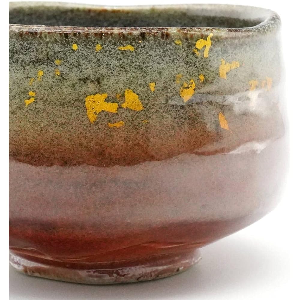 (Limited stock) Kutani ware matcha bowl, gold glaze, red A (in presentation box), pottery, made in Japan