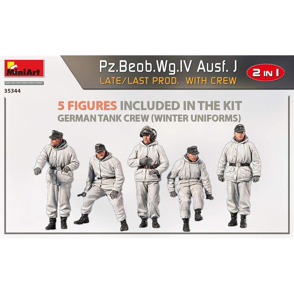 Miniart 1/35 German Army Panzer 4 J Type Pz.Beob.wg. Artillery Observation Vehicle Late/Final Production Type Selection Type with 5 Crew Members Plastic Model MA35344