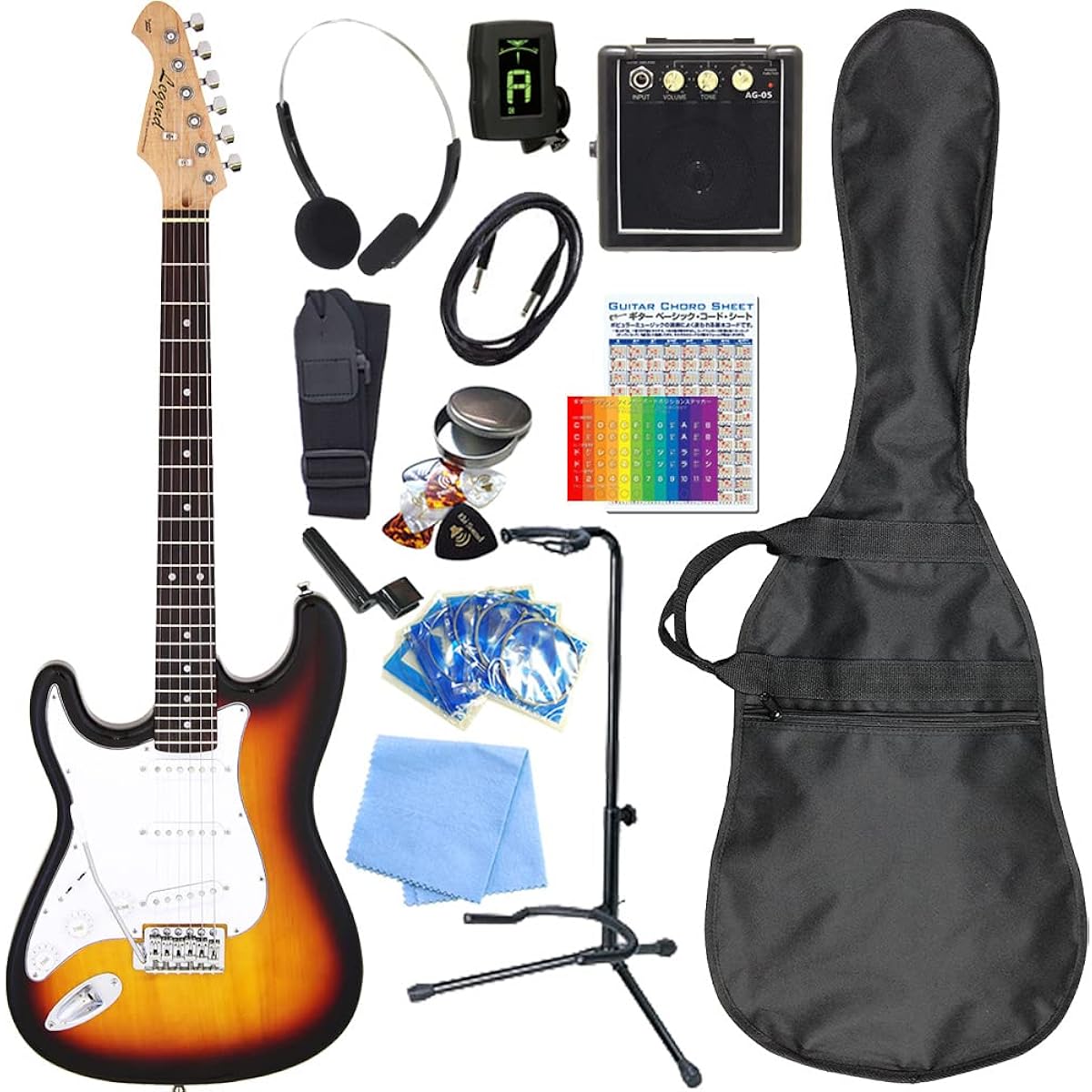 Legend LST-Z LH 3TS Electric Guitar Left-Handed Beginner Mini Amp Included 15-Piece Set Stratocaster Type [98765]