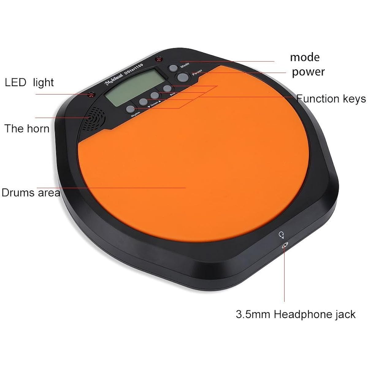 Drum Practice Training Pad Digital Electronic Drum Training Pad Tempo Metronome with Earphones