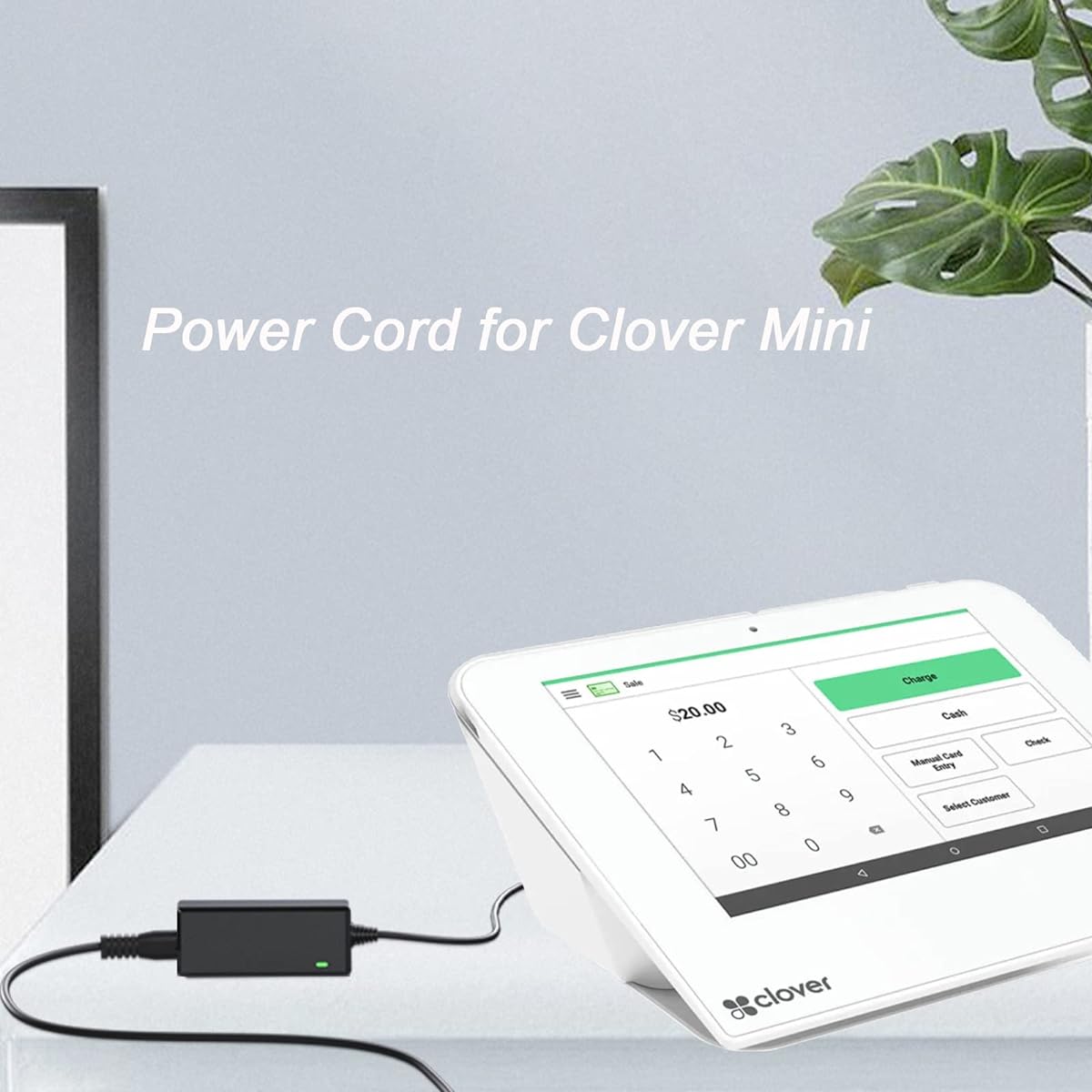 12V Power Cord for Clover Mini C300 C400 Series Wi-Fi Credit Card Reader Flex C401U Cradle K400 Starter Kit K400U Base PWR-YJ3PWR-PK FSP040-RHBN2 Charging Base Power Cord