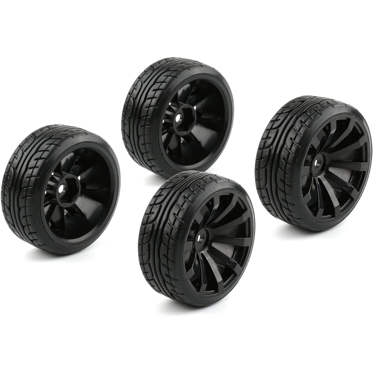 Rchobbytop 1/10 RC Drift Wheels, 12mm Hex Drift Wheels and Tires for HSP Redcat HPI Tamiya 3RACING Kyosho Traxxas Wltoys MST Exceed RC Drift Car with Flange Lock Nuts and 8 Wrenches