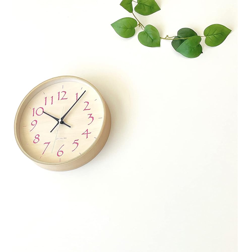KATOMOKU plywood clock 21 radio clock sweep (continuous second hand) km-120LPRC φ252mm (light pink)