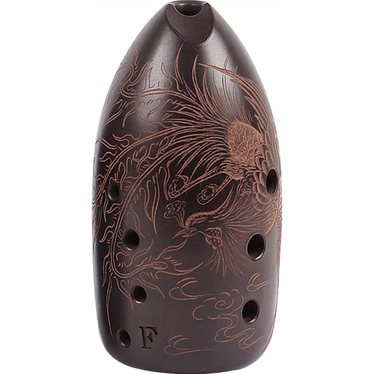 Double Cavity 9 Holes Pottery Xun Black Pottery Smoked and Burned Professional Playing Pottery Xun Wind Instrument Ocarina Musical Instrument