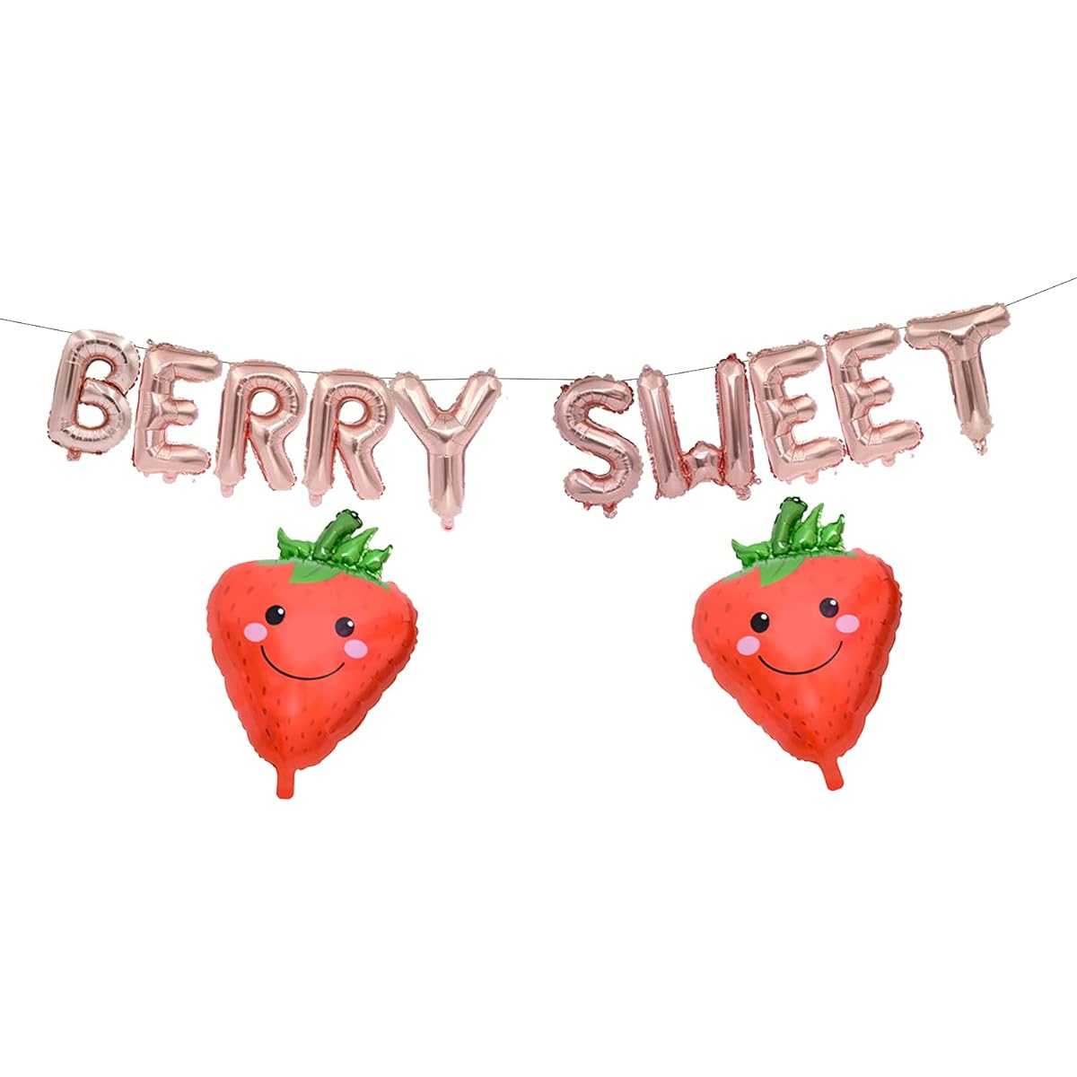 Berry Sweet Balloons Sweet Berry Theme 1st 2nd Birthday Party Supplies Rose Gold Strawberry Banner for Strawberry Baby Shower Strawberry Birthday Decorations (16 inch)