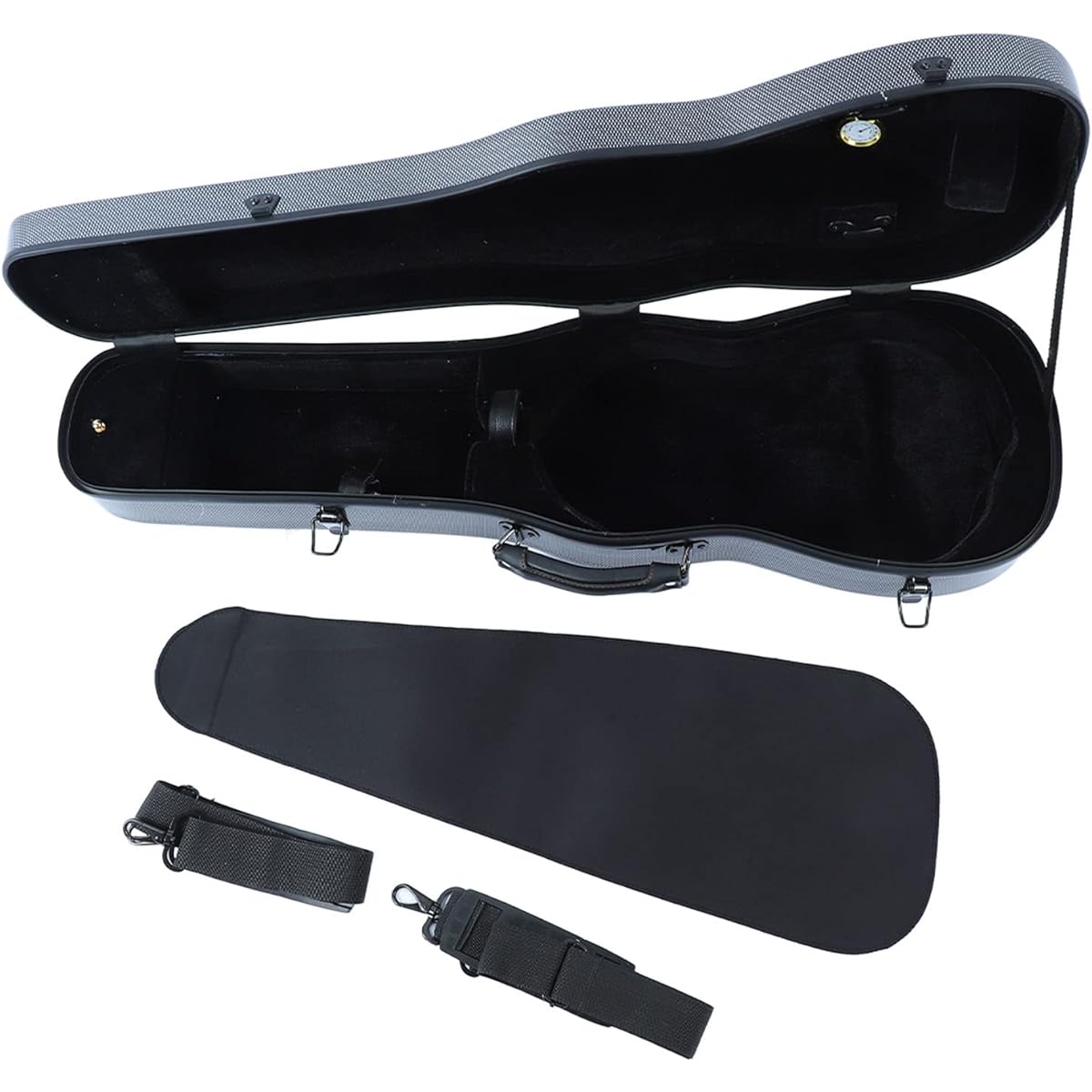 Violin Case, Carbon Fiber Violin Box with 2 Straps Strong Standard Size (Silver Gray)
