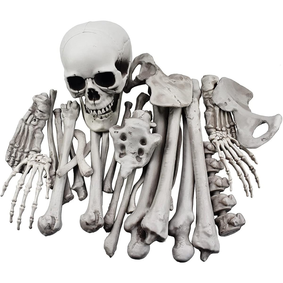 XONOR 28 Pieces Skeleton Bones and Skull Halloween Decorations for Spooky Graveyard Decor(28 Pieces)
