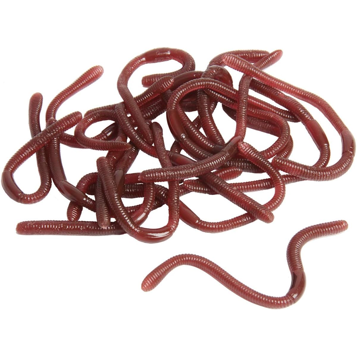SBYURE 24 Pieces Fake Earthworms, Faux Plastic Soft Lifelike Stretchy Rubber Earthworms Trick Toys Fishing Lures for Halloween April Fool's Day Party Decorations 7"