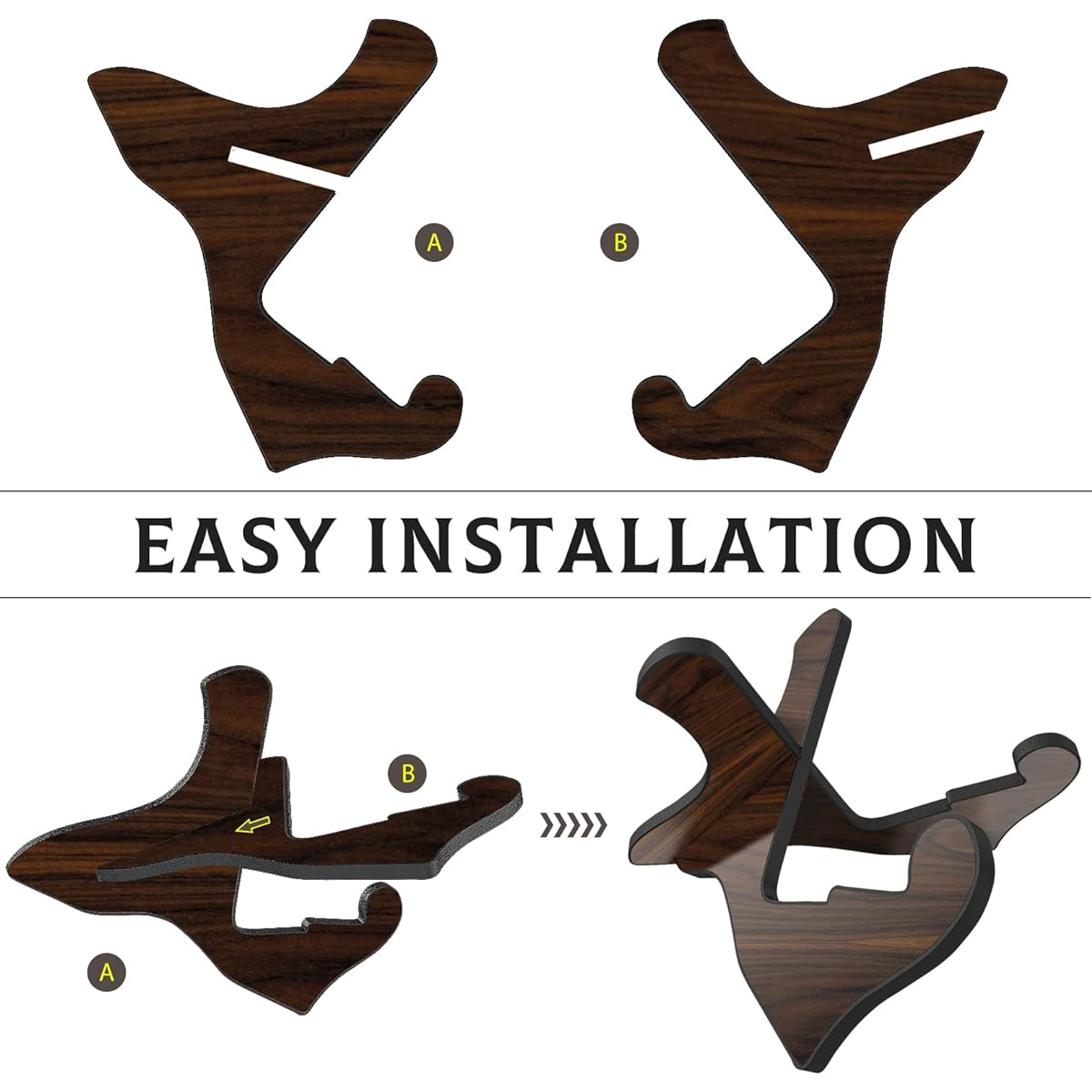 Guitar Stand Wooden Guitar Stand Portable Folding Instrument Holder for Acoustic Classic Electric Bass Guitar (Black Walnut)