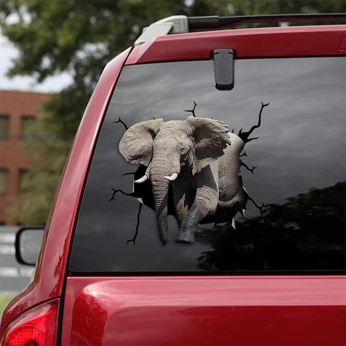 Ocean Gift Elephant Car Decal Wall Decal Sticker Set of 2 Realistic Car Sticker Design Wild Animal Series 19 Sizes 8" x 8"