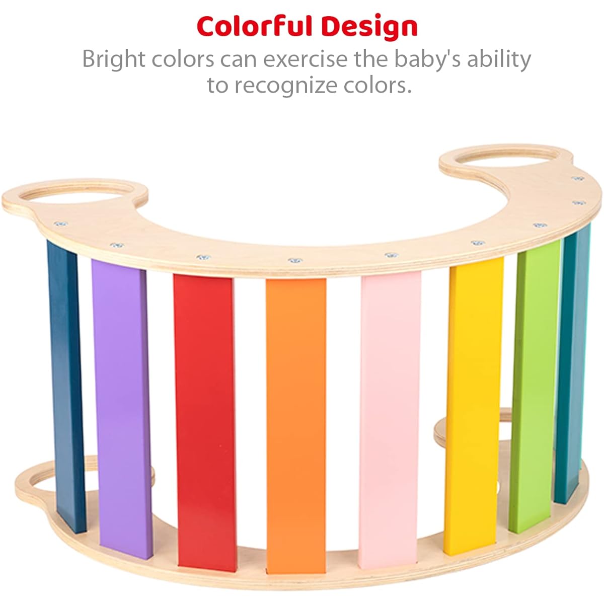 TOOKYLAND Rainbow Climbing Toys for Toddlers 1-3 Indoor Wooden Montessori Climbing Set Rocking Toy Wooden Arch Climber Play Gym for Toddlers